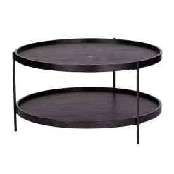 Kirklands Home Coffee Tables|Round Wood Farmhouse Coffee Table Black