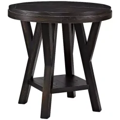 Kirklands Home Accent & End Tables|Round Wood Flared Base Side Table Black