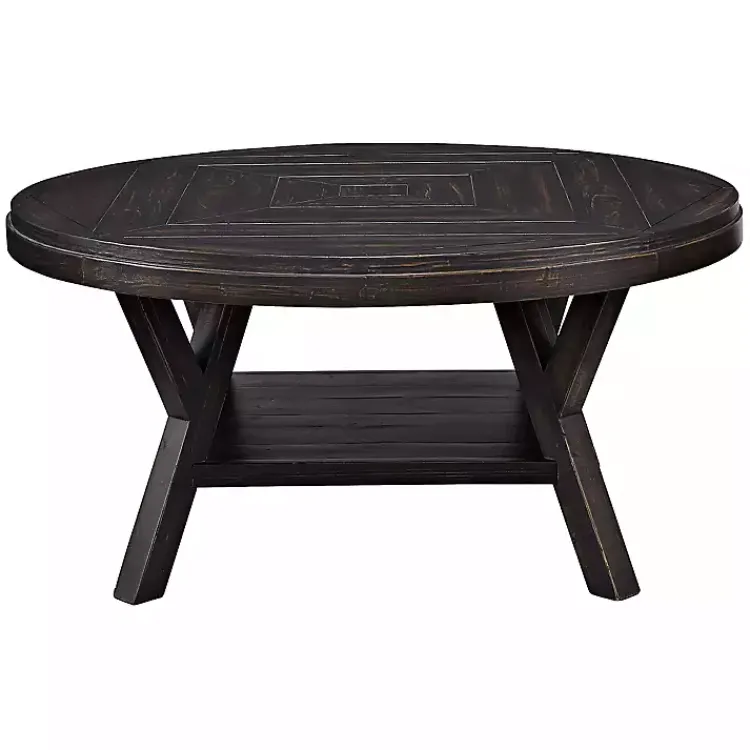 Kirklands Home Coffee Tables|Round Wood Flared Base Coffee Table Black