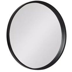 Kirklands Home Decorative Mirrors|Round Black Wood Travis Accent Mirror