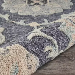 Kirklands Home Area Rugs|Round Geometric Floral Area Rug, 4x4 Blue