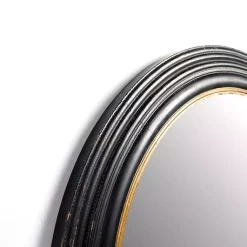 Kirklands Home Decorative Mirrors|Round Bodiford Black and Gold Wall Mirror