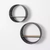 Kirklands Home Shelves|Round Boho Black Metal Wall Shelves, Set of 2