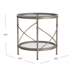 Kirklands Home Accent & End Tables|Round Bronze Metal and Glass Accent Table Gold