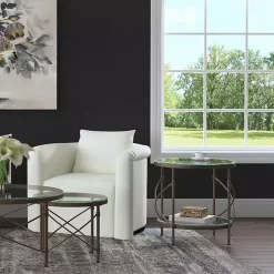 Kirklands Home Accent & End Tables|Round Bronze Metal and Glass Accent Table Gold