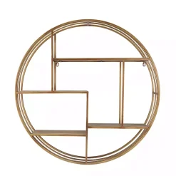 Kirklands Home Shelves|Round Bronze Metal and Tiered Wood Wall Shelf