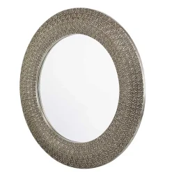 Kirklands Home Decorative Mirrors|Round Bronze Woven Texture Wall Mirror