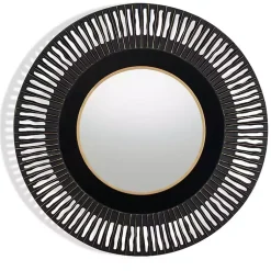 Kirklands Home Decorative Mirrors|Round Cantara Black Metal Wall Mirror