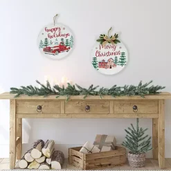 Round Christmas & Holidays Wall Plaques, Set of 2 Christmas Art & Wall Decor