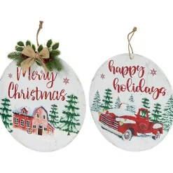 Round Christmas & Holidays Wall Plaques, Set of 2 Christmas Art & Wall Decor