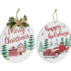Round Christmas & Holidays Wall Plaques, Set of 2 Christmas Art & Wall Decor