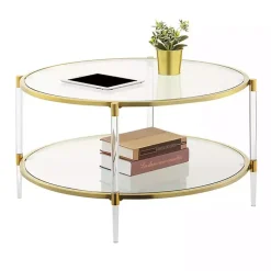 Kirklands Home Coffee Tables|Round Acrylic and Glass Coffee Table Clear