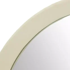 Kirklands Home Decorative Mirrors|Round Cream Mango Wood Wall Mirror
