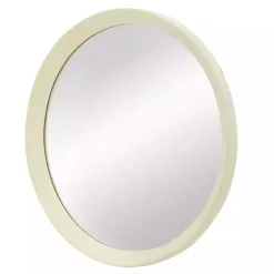 Kirklands Home Decorative Mirrors|Round Cream Mango Wood Wall Mirror