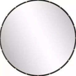 Kirklands Home Decorative Mirrors|Round Dark Bronze and Gold Wall Mirror