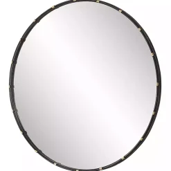 Kirklands Home Decorative Mirrors|Round Dark Bronze and Gold Wall Mirror