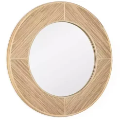 Kirklands Home Decorative Mirrors|Round Elyas Natural Rattan Wall Mirror