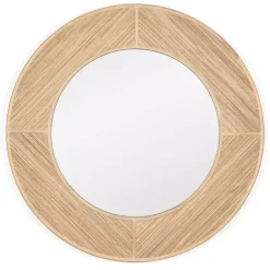 Kirklands Home Decorative Mirrors|Round Elyas Natural Rattan Wall Mirror