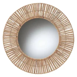 Kirklands Home Decorative Mirrors|Round Geona Metal and Seagrass Wall Mirror