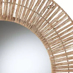 Kirklands Home Decorative Mirrors|Round Geona Metal and Seagrass Wall Mirror