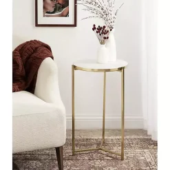 Kirklands Home Accent & End Tables|Round Aguilar Accent Table Gold