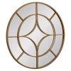Kirklands Home Decorative Mirrors|Round Gold Geometric Overlay Wall Mirror