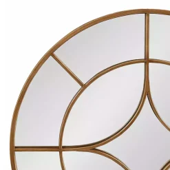 Kirklands Home Decorative Mirrors|Round Gold Geometric Overlay Wall Mirror