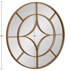 Kirklands Home Decorative Mirrors|Round Gold Geometric Overlay Wall Mirror