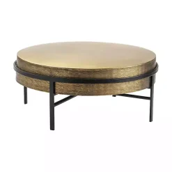Kirklands Home Coffee Tables|Round Hammered Metal Coffee Table Gold
