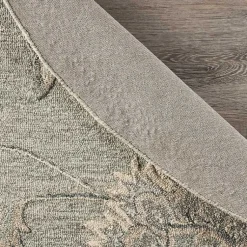 Kirklands Home Area Rugs|Round Gray and Botanical Area Rug, 4x4 Blue