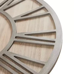 Kirklands Home Clocks|Round Gray and Natural Wooden Wall Clock