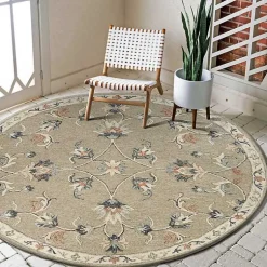 Kirklands Home Area Rugs|Round Traditional Floral Area Rug, 4x4 Gray