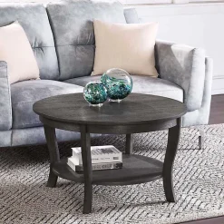 Kirklands Home Coffee Tables|Round wash Curved Legs Coffee Table Gray