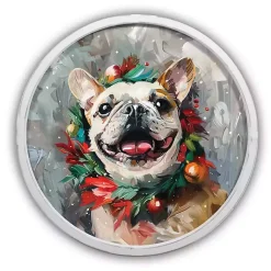 New Round Holiday Frenchie Framed Art Print Christmas Art & Wall Decor