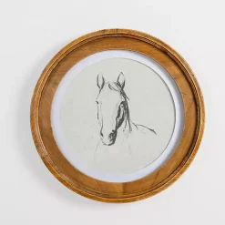 Kirklands Home Framed Art|Round Horse Portrait Framed Art Print White