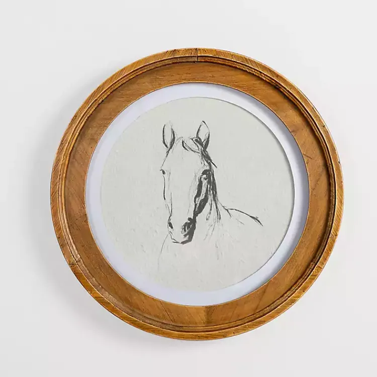 Kirklands Home Framed Art|Round Horse Portrait Framed Art Print White