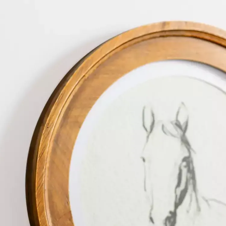 Kirklands Home Framed Art|Round Horse Portrait Framed Art Print White