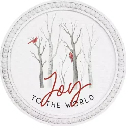 Clearance Round Joy to the World Cardinals Wall Plaque Christmas Art & Wall Decor