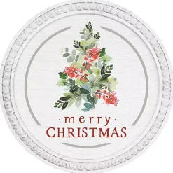 Online Round Merry Christmas Holly Tree Wall Plaque Christmas Art & Wall Decor
