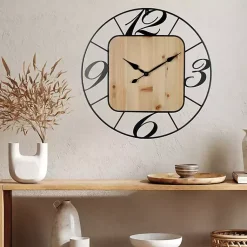 Kirklands Home Clocks|Round Metal & Square Wood Wall Clock