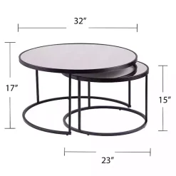 Kirklands Home Coffee Tables|Round Mirrored Nesting Tables, Set of 2 Black