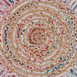 Kirklands Home Area Rugs|Round Multicolor Braided Jute Area Rug, 3x3