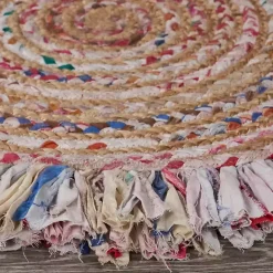 Kirklands Home Area Rugs|Round Multicolor Braided Jute Area Rug, 3x3