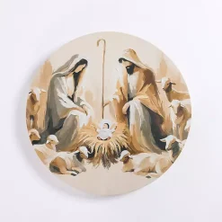 Clearance Round Nativity Scene Canvas Art Print Christmas Art & Wall Decor