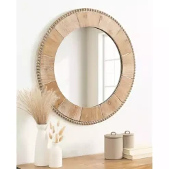Kirklands Home Decorative Mirrors|Round Natural Calona Wood Wall Mirror