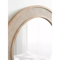 Kirklands Home Decorative Mirrors|Round Natural Rattan Wall Mirror