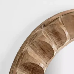 Kirklands Home Decorative Mirrors|Round Natural Textured Wood Wall Mirror