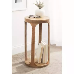 Kirklands Home Accent & End Tables|Round Natural Wood Dani Accent Table Tan