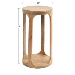 Kirklands Home Accent & End Tables|Round Natural Wood Dani Accent Table Tan