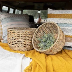 New Round Natural Woven Hyacinth Baskets, Set of 2 Baskets & Boxes